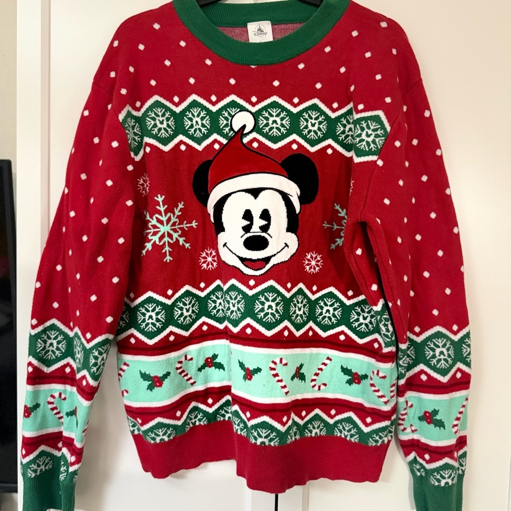 Disney Parks Mickey Christmas Sweater – Holiday Knit – 2019 – Size L
